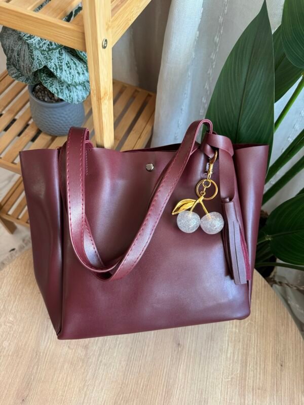 حقيبة ب ٣ خانات لون ماروني