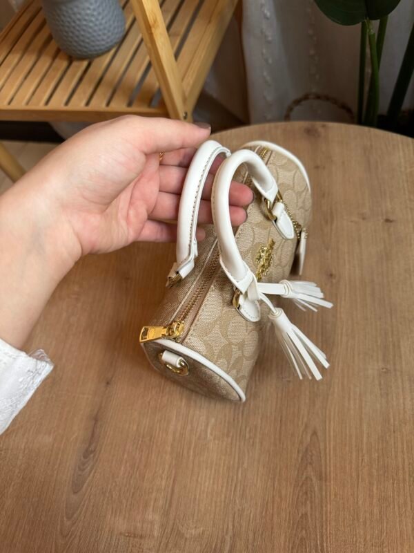 حقيبة coach لون بيجي مطعم ابيض