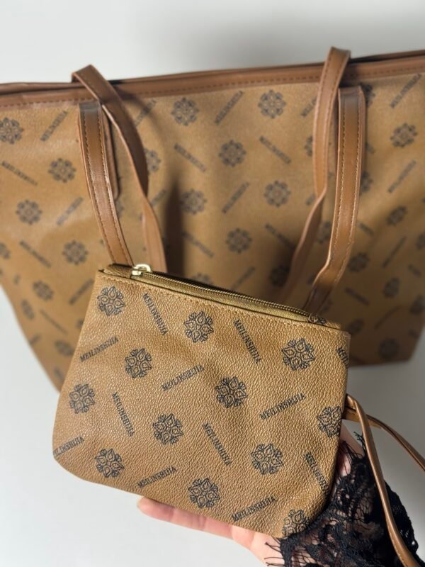 حقيبة لون حني مع جزدان