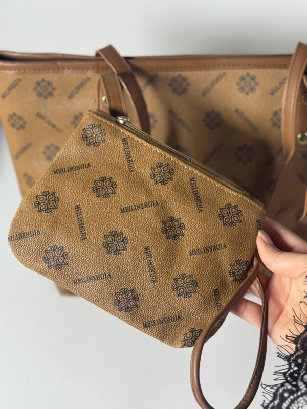 حقيبة لون حني مع جزدان