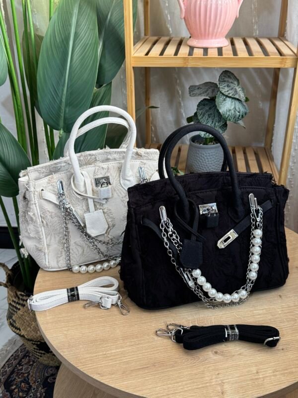 حقيبة قماش كتان فاخر لون اسود